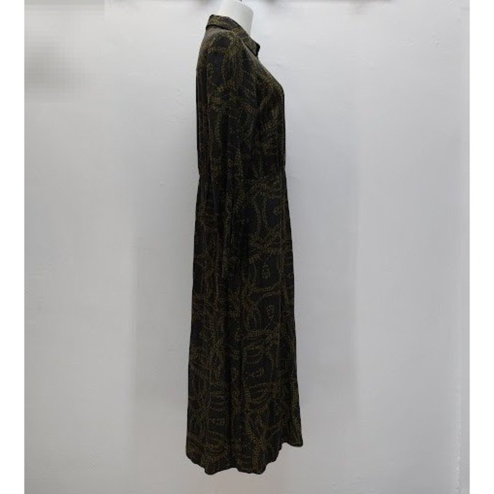 Richard Allen x H&M Shirt Dress Women's Size 4 Grey Green Snake Print Maxi Mod - Picture 2 of 11